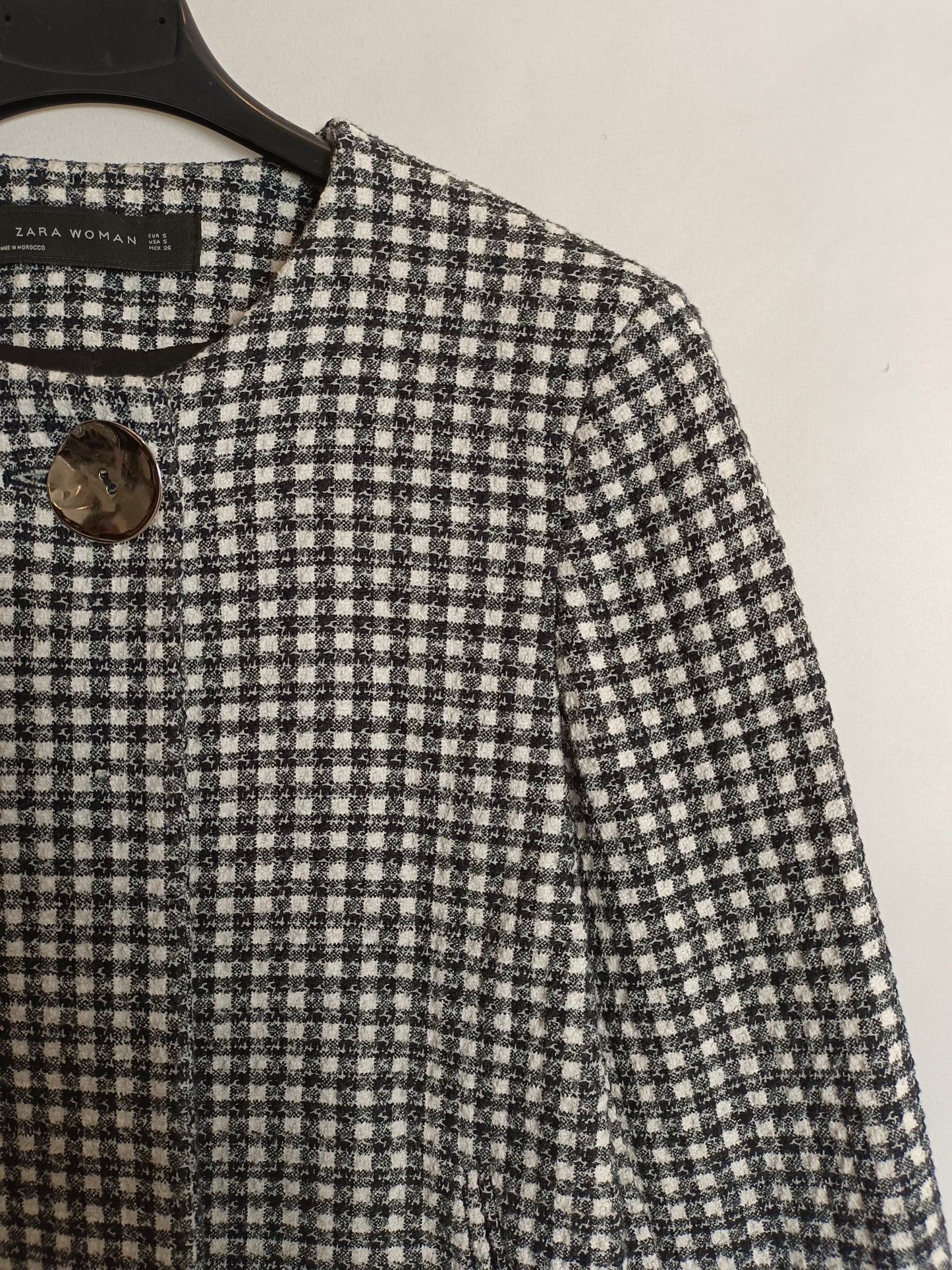 ZARA. Chaqueta de cuadros acampanada T.s