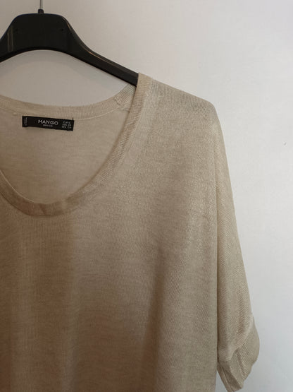 MANGO. Top beige detalles T.s