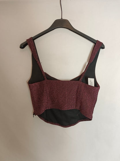 LEFTIES. Top negro y rosa purpurina T.s