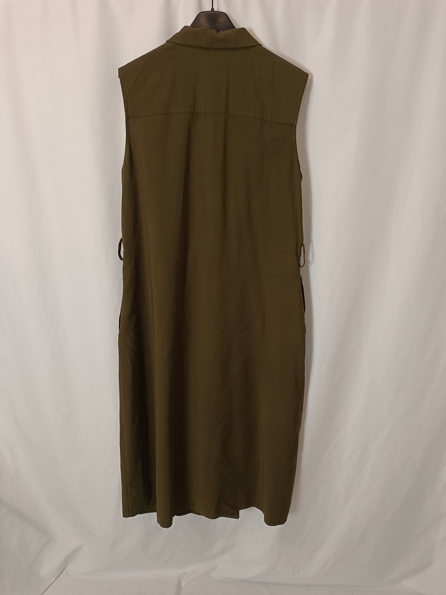 MANGO. Vestido midi verde cruzado T.l
