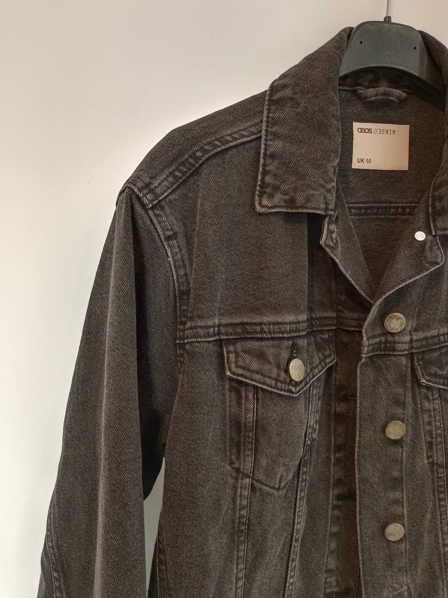 ASOS. Black denim jacket, size 38