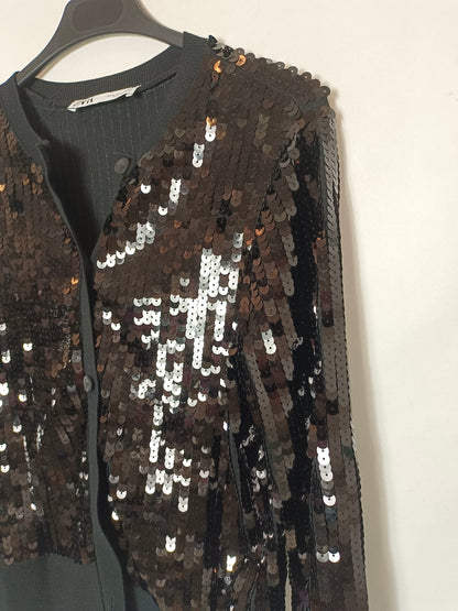 ZARA. Chaqueta negra lentejuelas T.s
