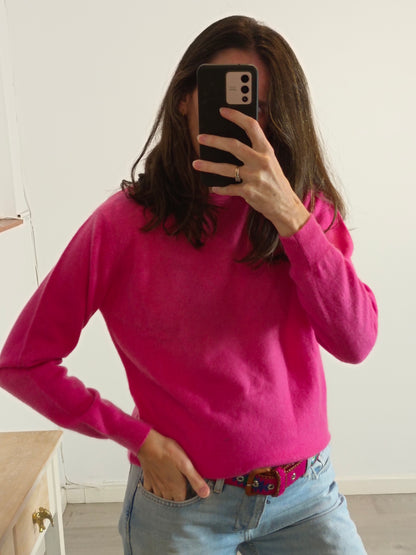 EL CORTE INGLÉS. Fuchsia cashmere sweater. Size 40 (S/M)