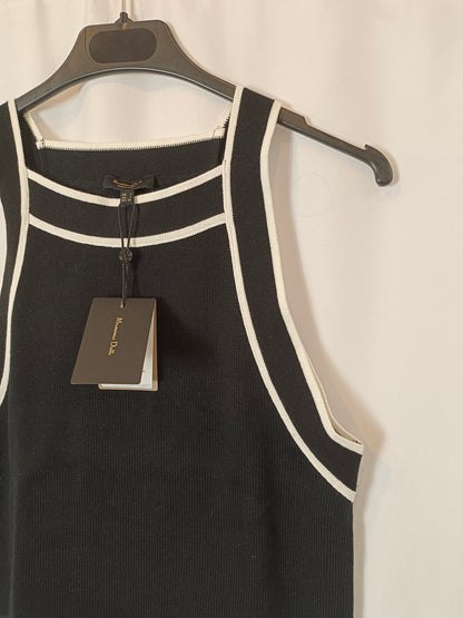 MASSIMO DUTTI. Top negro ribete blanco T.s