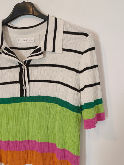 MANGO. Striped polo top with colors Tl