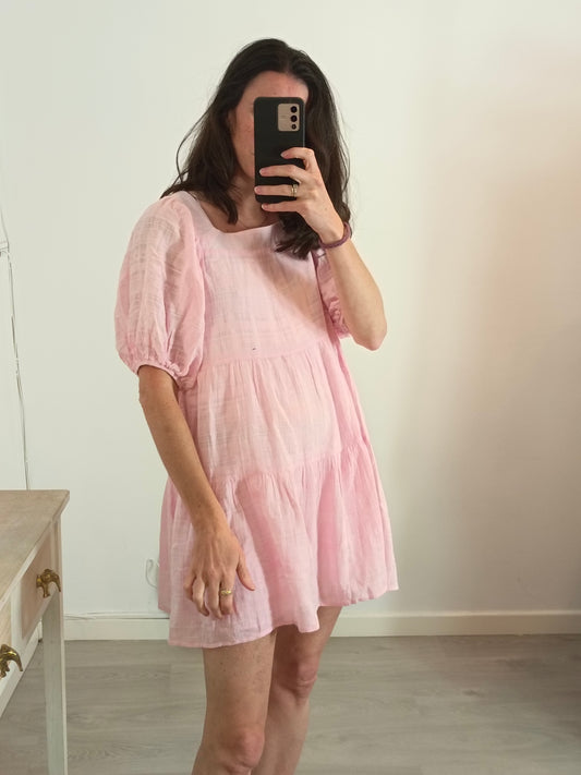 PULL&BEAR. Vestido corto rosa T.s