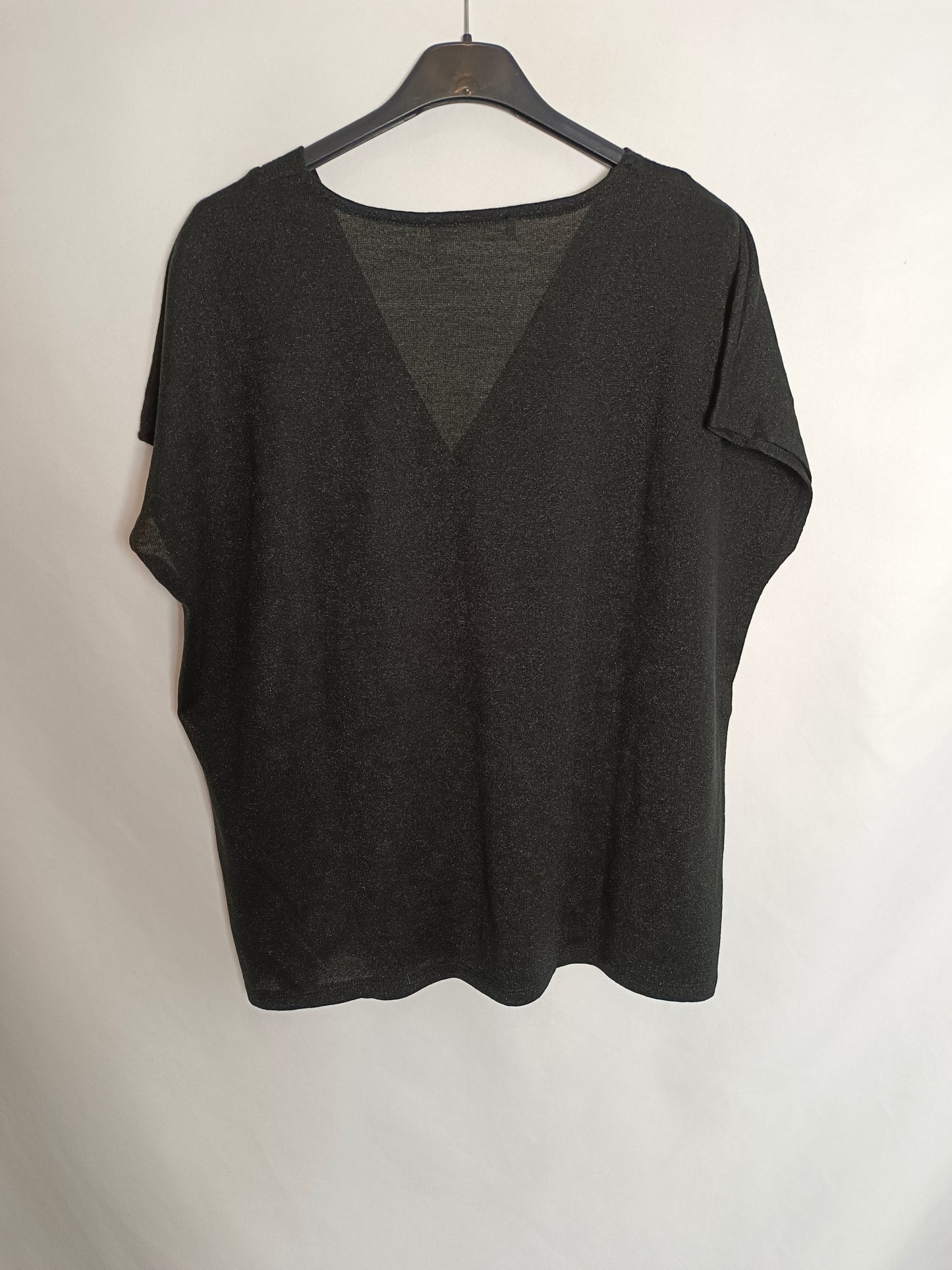 MANGO. Top negro hilos T.m