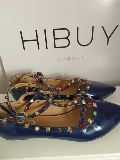 OTRAS. Zapatos azules tachuelas T.38