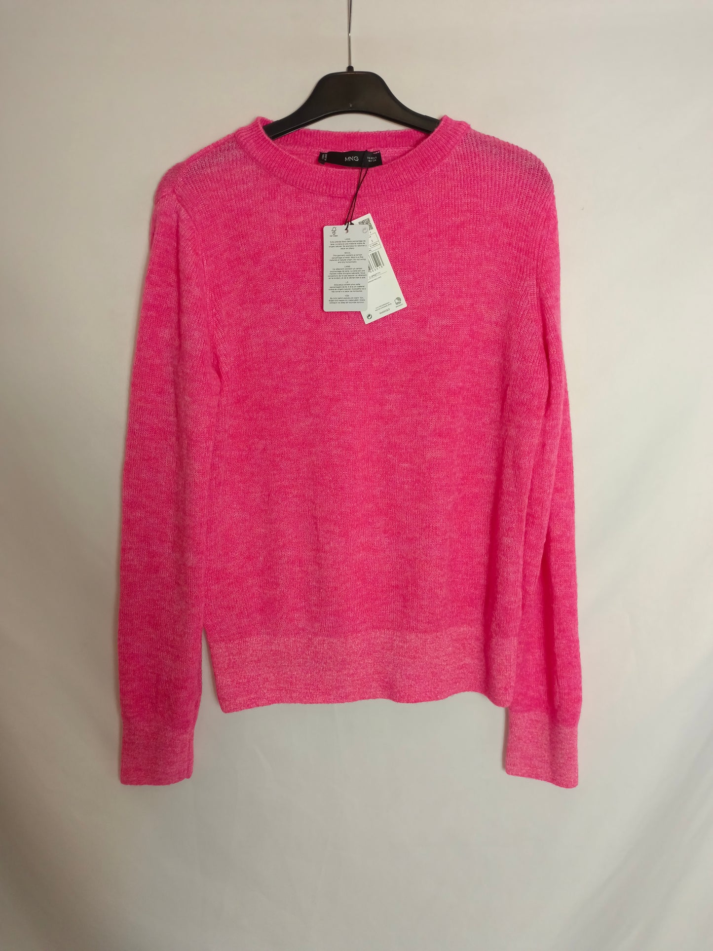 MANGO. Jersey rosa fucsia jaspeado. T S