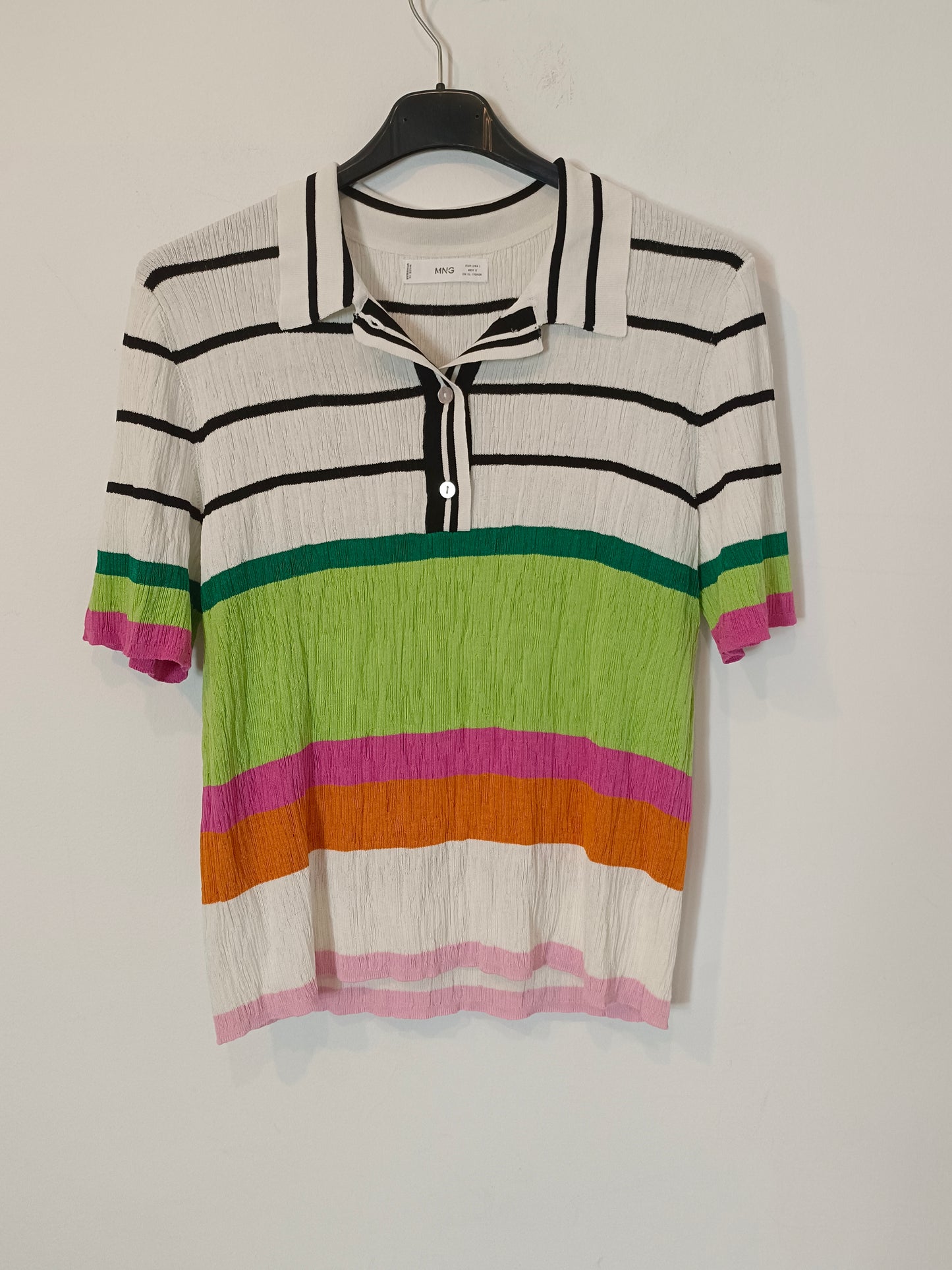 MANGO. Striped polo top with colors Tl