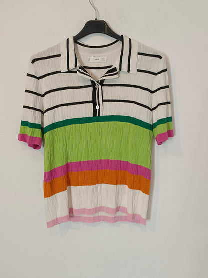 MANGO. Striped polo top with colors Tl