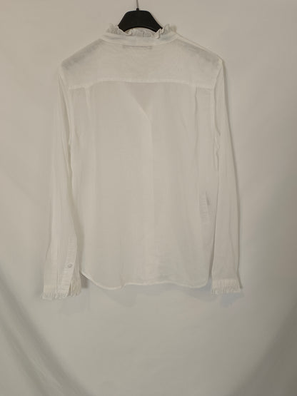 COMPTOIR  DES COTONNIERS. Blusa blanca volante T.m