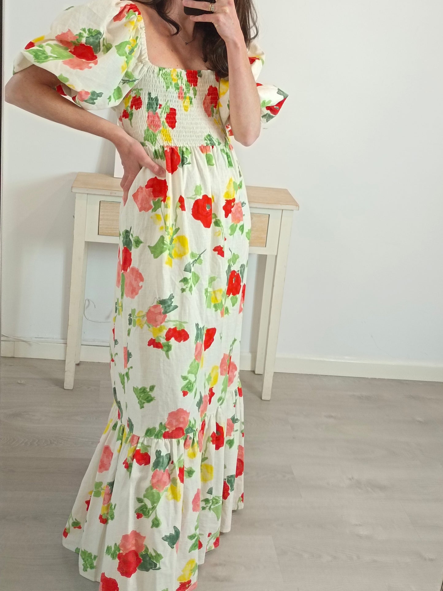 SEZANE. Vestido largo flores T.34