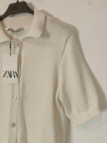 ZARA. Chaqueta punto perla T.l