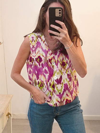 THE CLOSET. Chaleco estampado con lino T.u(s)