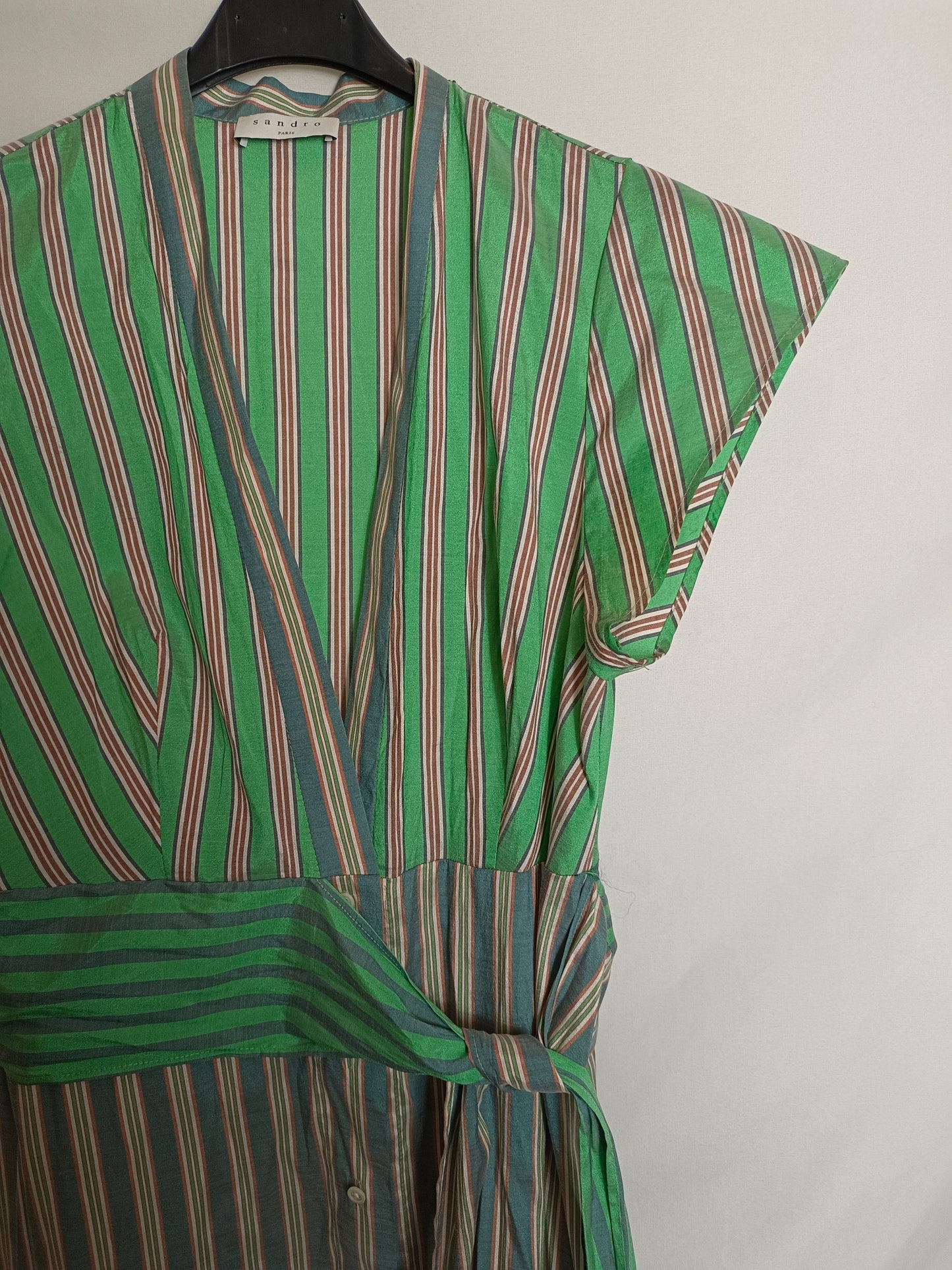 SANDRO. Vestido largo rayas T.36