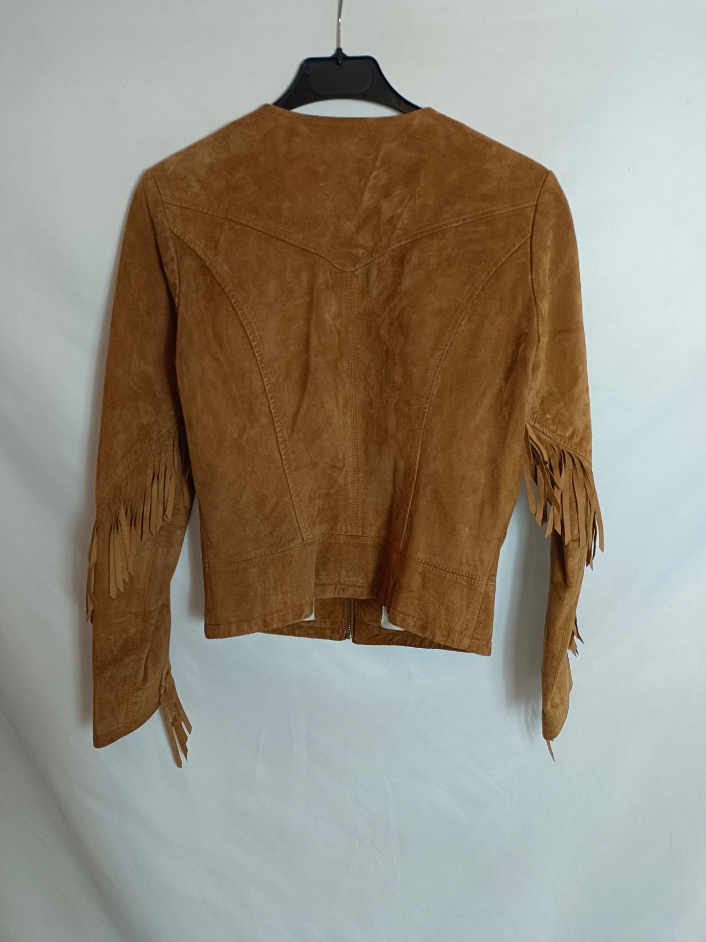 ZARA. Beige Ts fringed jacket