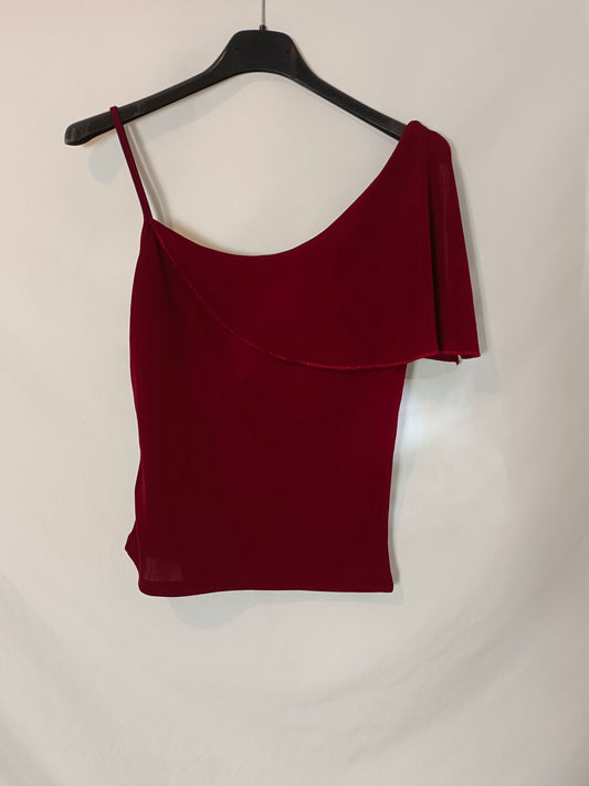 SAKS WOMAN. Top burdeos volante TU(S)