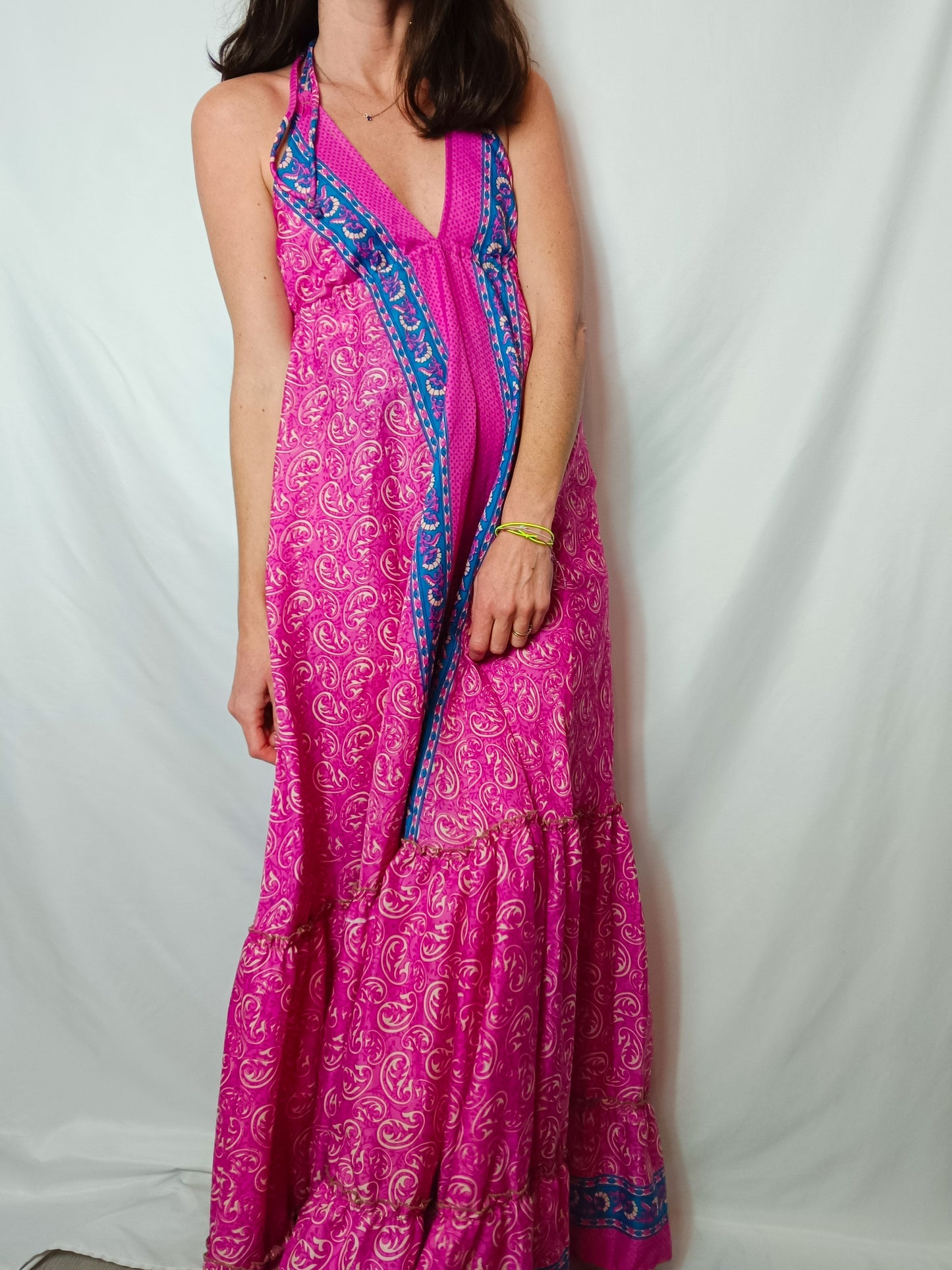 SN MODA. Vestido largo rosa seda Tu(s/m)