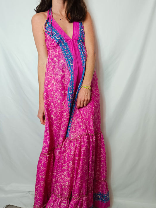 SN MODA. Vestido largo rosa seda Tu(s/m)