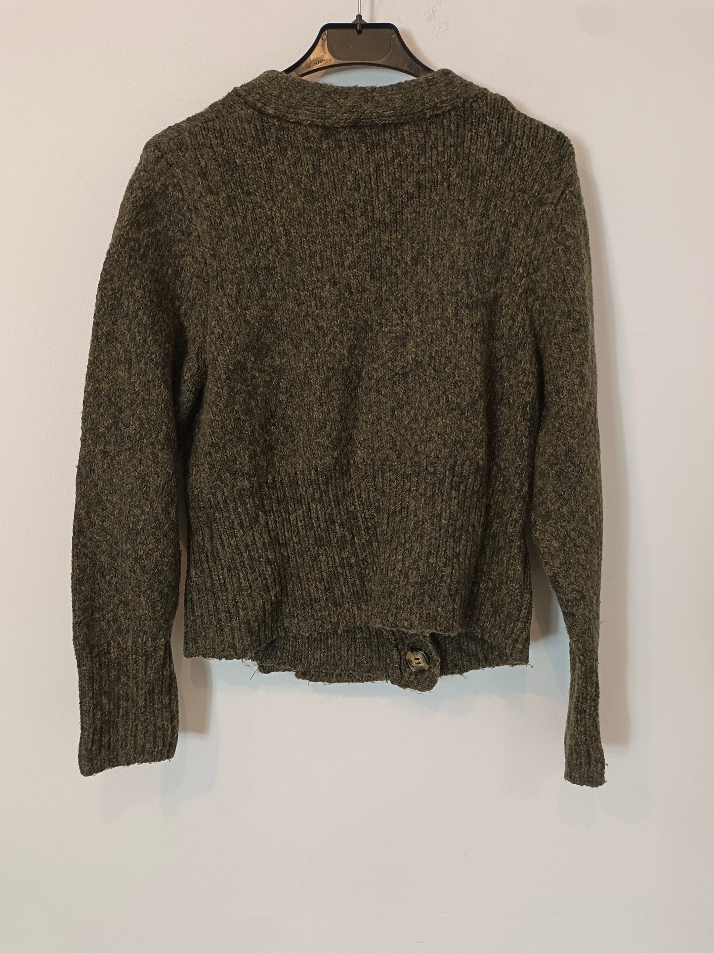 ZARA. Jersey verde jaspeado cruzado  T.m