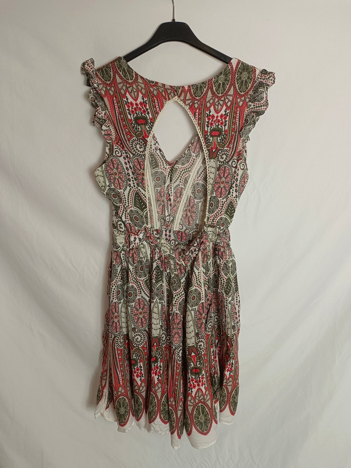 PEPE JEANS. Vestido estampado detalles hombros T.m