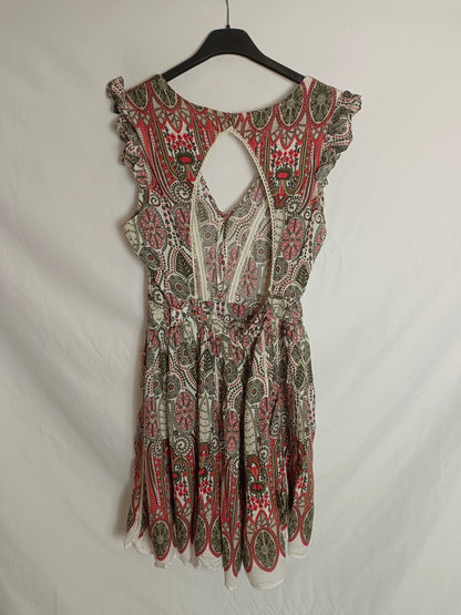 PEPE JEANS. Vestido estampado detalles hombros T.m