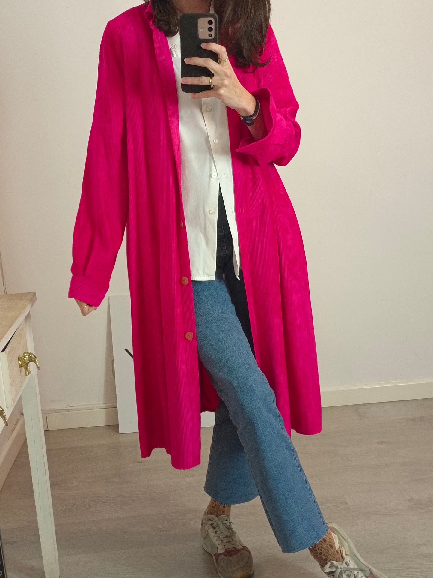 FORTE FORTE. Long fuchsia textured dress/jacket. Size 0 (XS/S)