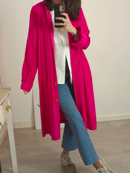 FORTE FORTE. Long fuchsia textured dress/jacket. Size 0 (XS/S)