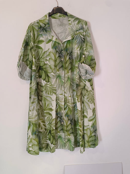 OTRAS. Vestido camisero hojas T.m/l