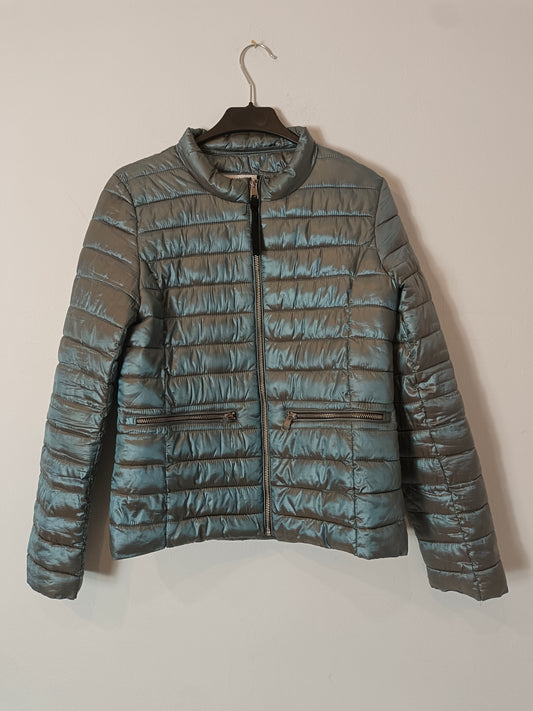 MANGO. Plumas ligeros gris metalizado T.m