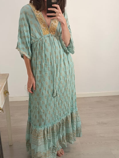 OTHERS. Long light blue dress with lace detail. YOU (S)