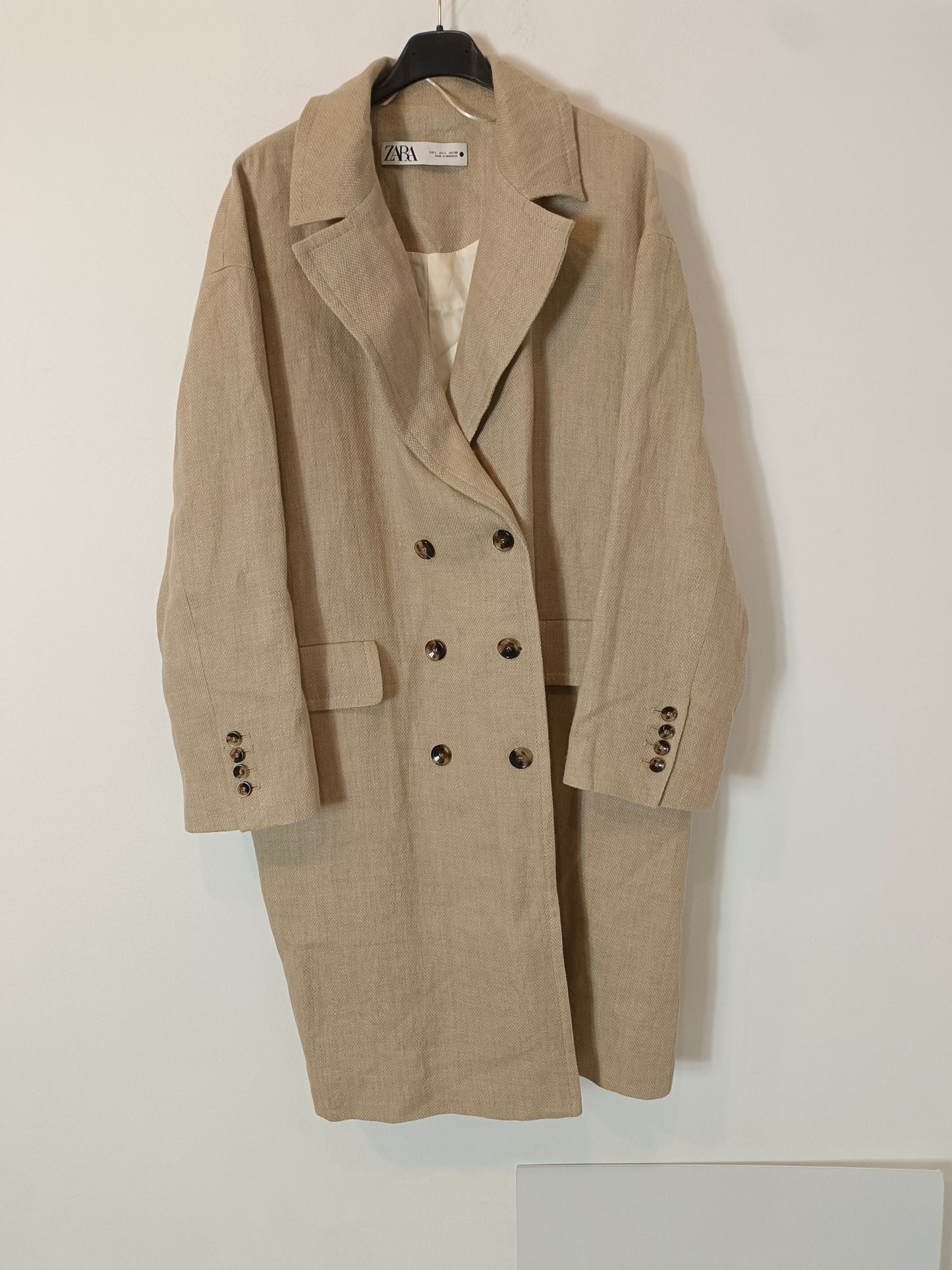 ZARA. Abrigo beige jaspeado  T.l