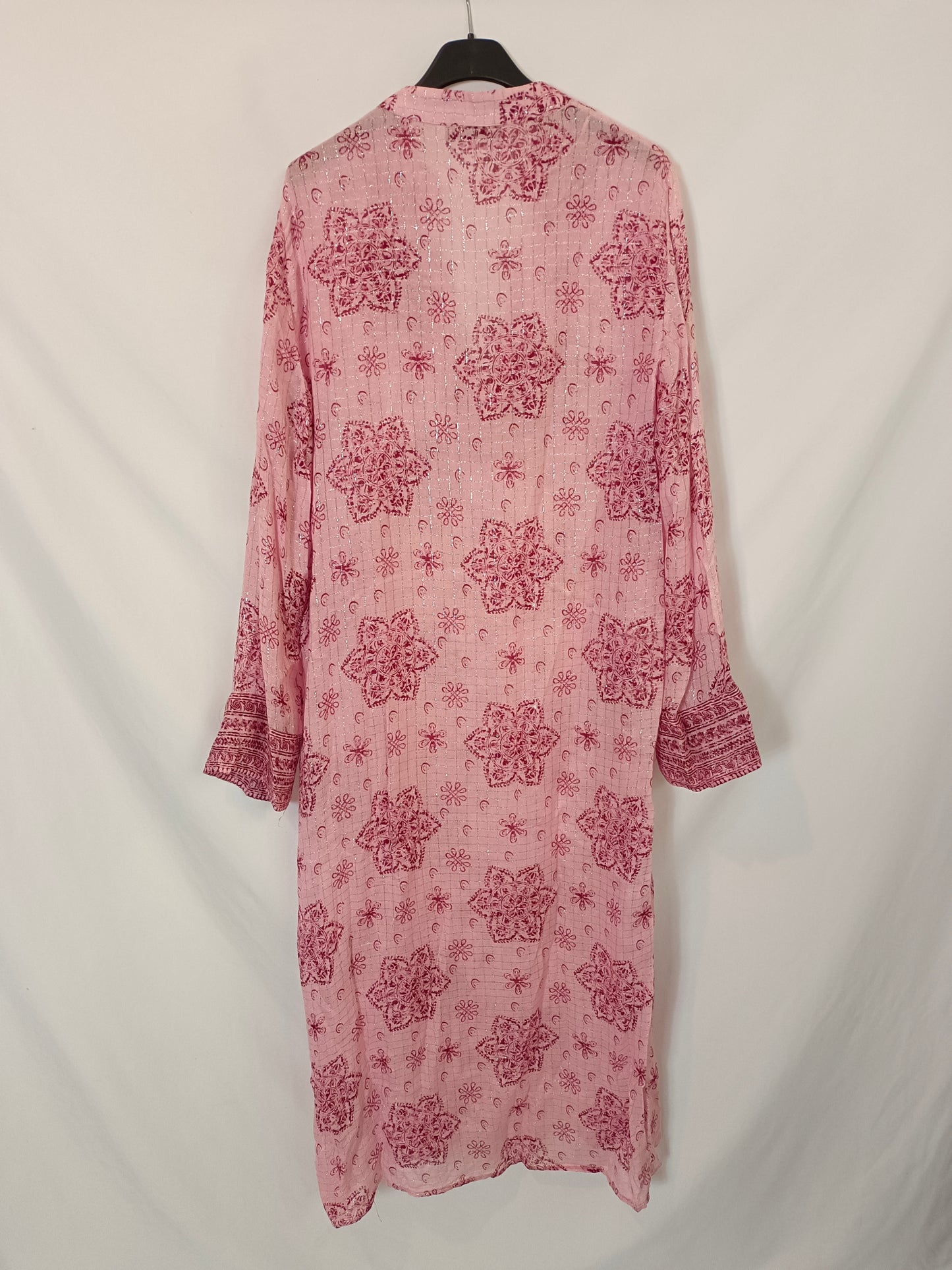 ZARA. Vestido largo rosa estampado T.s