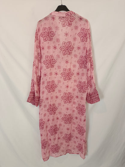 ZARA. Vestido largo rosa estampado T.s