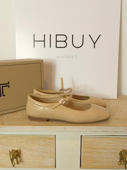 LATOUCHE. Beige leather ballerina flats, size 38