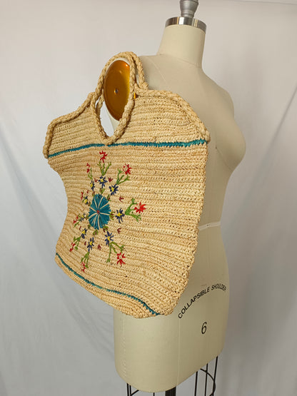 PETITE MENDIGOTE. Bolso rafia bordado