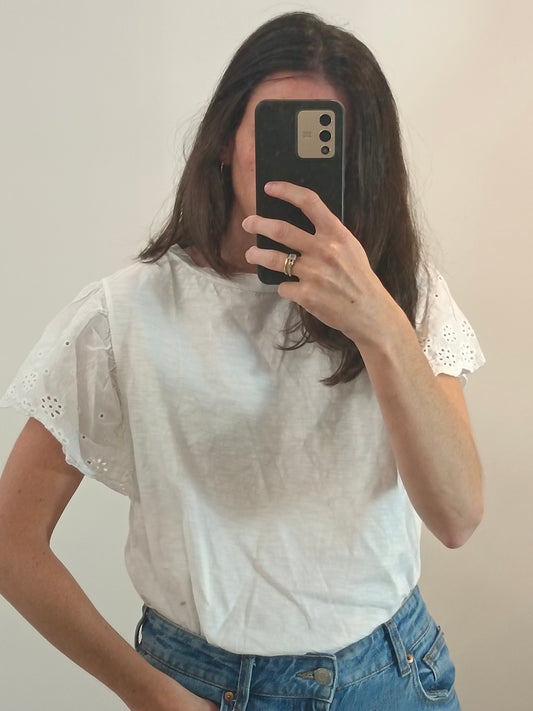 LA COMET. Camiseta blanca mangas T.l