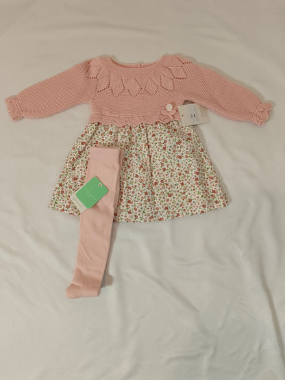 PRIM BABY. Vestido rosa flores T.3 meses