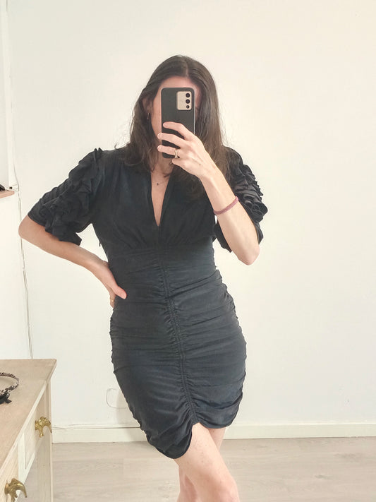 ISABEL MARANT. Short gathered silk dress. Size 36