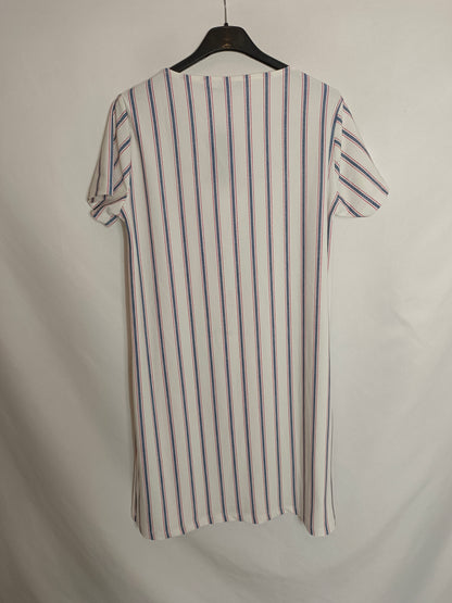 MANGO. Vestido blanco rayas T.m