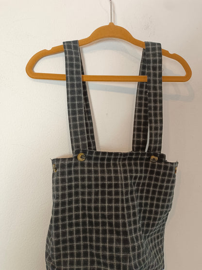 TEX. Black checked dungarees, size 12 months