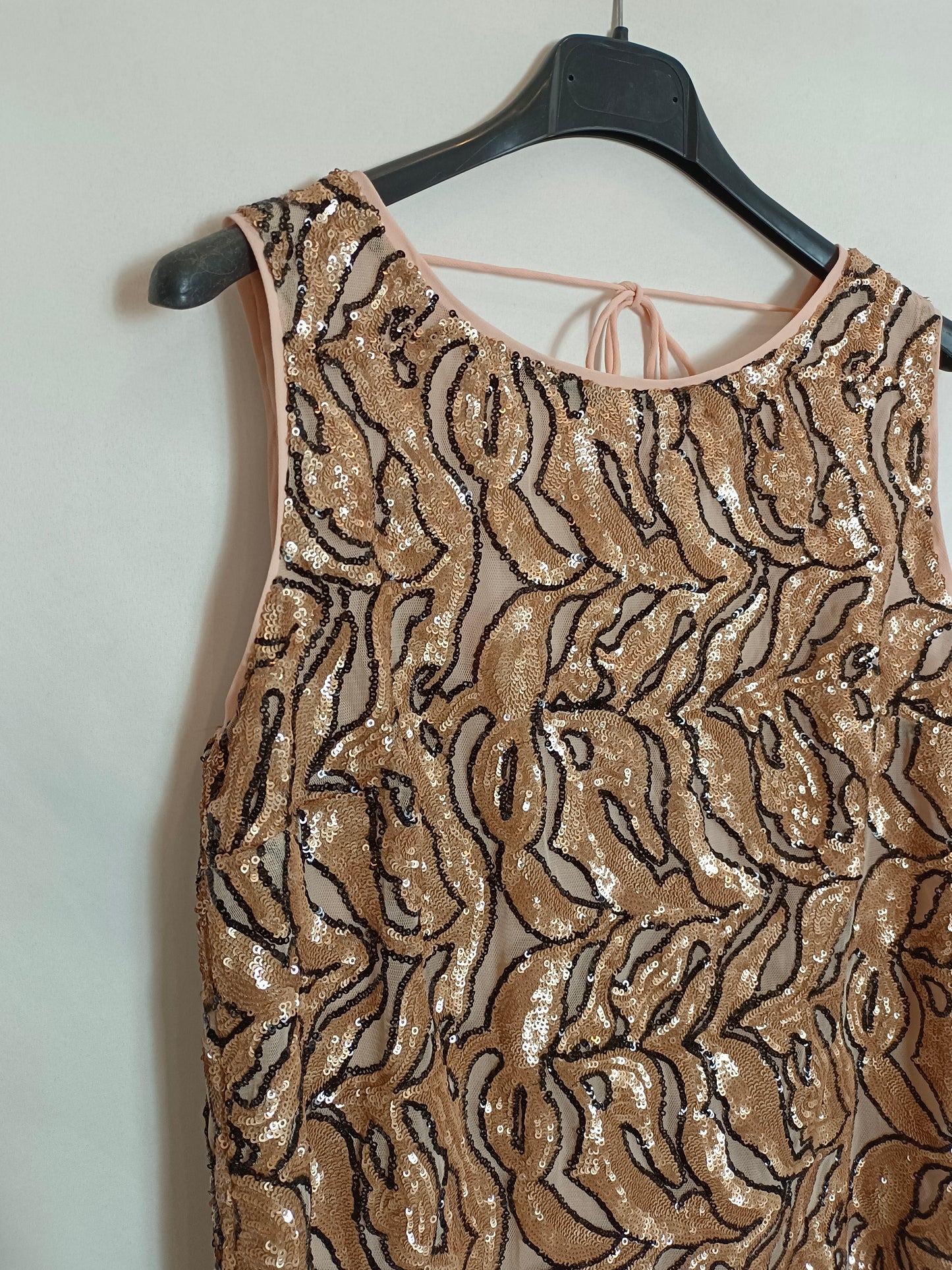 BLANCO. Vestido corto lentejuelas T.s