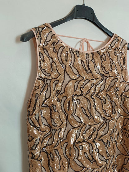 BLANCO. Vestido corto lentejuelas T.s