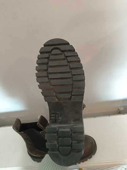 MAJE. Botines verdes suela ancha T.38