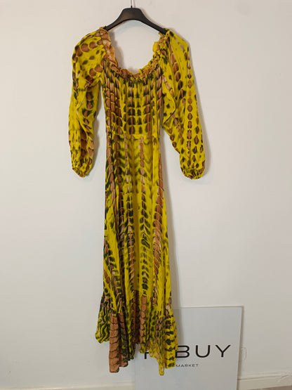 KARMA FLOW. Yellow printed dress Ts/m