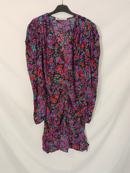 ZARA. Black floral dress TM