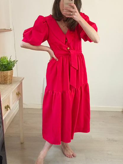 NECKIES. Vestido rojo volantes detalle espalda T.u(m)