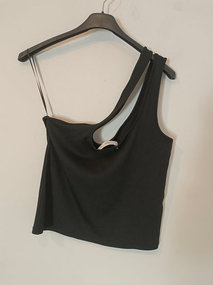 MANGO. Black ribbed top Tm