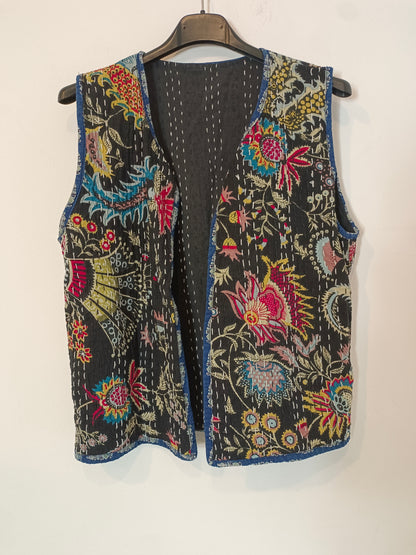 OTRAS. Chaleco negro con detalles bordados TU(s)